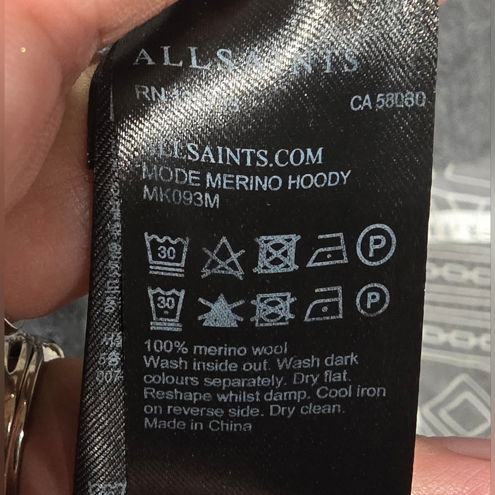 All Saints Mode Merino Hoodie Size Large - Picture 7 of 9